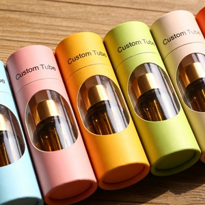 Recyclable Spiral Wound Tube Paper Container Cosmetic Skincare Bottle Cylindrical Cardboard Round Box With Clear PVC <b>Window</b> - Product Image 5