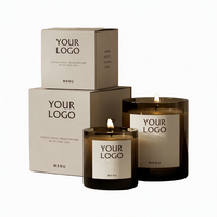 Bougies d'aromathérapie personnalisées de luxe en verre noir 10 oz avec couvercles et emballages, fabriquées en usine, parfumées aux huiles essentielles naturelles