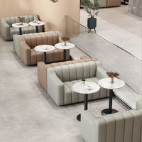 Mobilier de restaurant Booth Sièges Canapé Café Table et chaises Ensemble Table en bois moderne Abri en bois Cabine de salle à manger