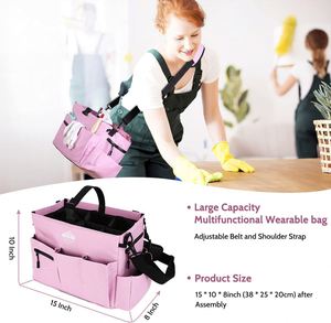 Hot Sales Multifunctional Modern Oxford Fabric Foldable Cleaning Organizer Bag Pink Garden <b>Tool</b> <b>Storage</b> Housekeeping Wearable - Product Image 4