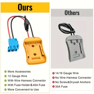 Nhà máy trực tiếp, Power Wheel Adapter cho Dewalt 18/20V, phù hợp với <span class=keywords><strong>PEG</strong></span> <span class=keywords><strong>perego</strong></span> Ride-on đồ chơi với dây nịt & cầu chì. - Product Image 5