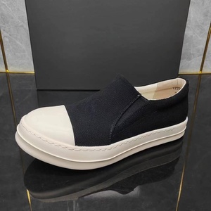 2026 New Premium Black White Two-Tone Slip-On Sneakers Thick Sole <b>Canvas</b> Casual Platform Loafers - Product Image 3