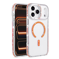 Nouvelle coque de protection magnétique antichoc en acrylique avec cadre en TPU et strass pour filles, compatible iPhone 17 Pro Max