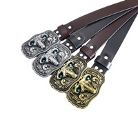 Boucle de ceinture en alliage argenté de haute qualité, personnalisée, avec un design vintage de tête de mouton, boucle en métal pour homme