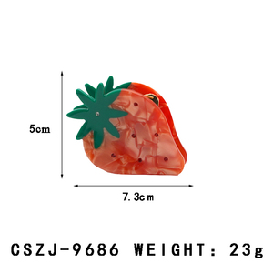 Mignon Fraise Cheveux Griffe Fantaisie Acétate Fruit Cheveux Griffe Fruit Fraise Acétate Cheveux Griffe Logo Personnalisé - Product Image 2