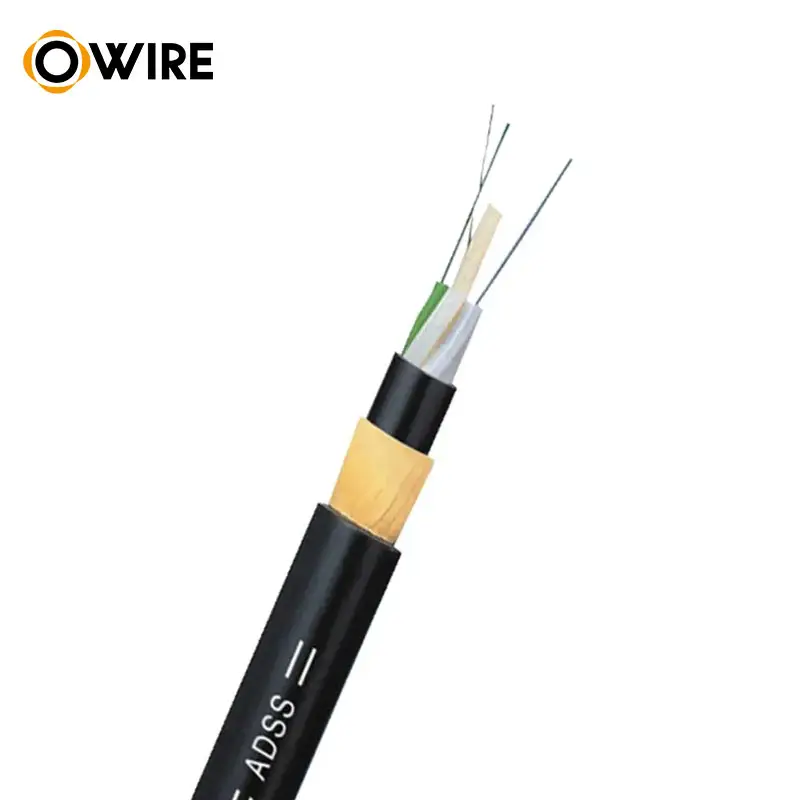 Owire fibra optica ADSS extérieur 4 6 8 10 12 24 48 96 144 core SM monomode G657A câble à fibre optique diélectrique aérien aérien aérien