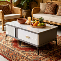 Table basse et meuble TV de style minimaliste nordique, blanc, luxe, pour salon, meubles de salon