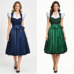 <strong>Women</strong> German Oktoberfest Dirndl Dress Medieval Bavarian <strong>Costume</strong> with Apron <strong>Plus</strong> <strong>Size</strong> <strong>Halloween</strong> Party Dress - Product Image 2