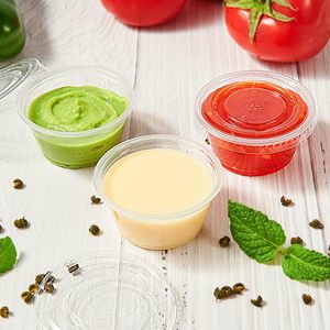 Gobelets à sauce en gros d'usine avec couvercle séparé, gobelets à portion individuels en plastique PP noir jetables pour salades, pour restaurants - Product Image 5