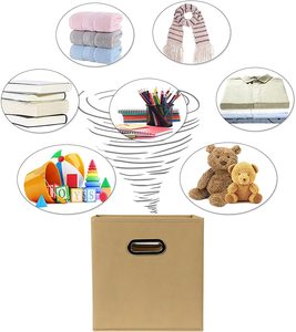 Vente flash : Bacs de rangement pliables en tissu avec deux poignées, cubes de rangement en tissu - Product Image 3