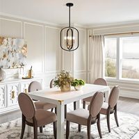 Lustre LED en fer de style ferme moderne avec lumière blanc chaud doux, luminaire suspendu pour la maison, la cuisine, le restaurant
