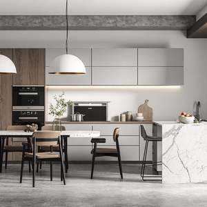 SANTOPOVA Cuisine moderne de style ferme, armoires de cuisine en bois 3D, mobilier modulaire à concept ouvert complet pour les condos, design de cuisine - Product Image 3