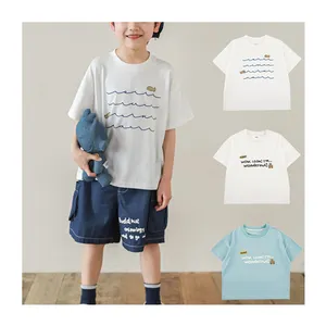 YOEHYAUL 사용자 정의 로고 캐주얼 화이트 티셔츠 아이 하이 퀄리티 도매 소년 티셔츠 유아용 코튼 편지 티셔츠