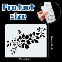 Pochoir décoratif réutilisable en plastique PET écologique motif fleurs sauvages et vigne de cerisier pour peinture sur bois, couleurs blanc/noir, logo personnalisé