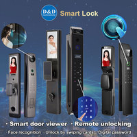 Serrure de porte intelligente à empreintes digitales, étanche, avec caméra de visionnage de porte, système d'interphone, serrure numérique OEM