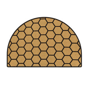 Paillasson en velours de coton de bambou, motif géométrique demi-cercle, antidérapant, pour entrée de maison, base en caoutchouc et fibres de polyester - Product Image 2