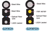 Kabel Serat Optik Drop FTTH Outdoor 1 Core LSZH dengan Messenger GJYXCH-1B6 GJYXFCH-1B6 G657A1 G657A2
