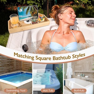 Nouveau plateau de bain à remous en bambou, étagère de rangement en bois détachable, table d'appoint antidérapante - Product Image 1
