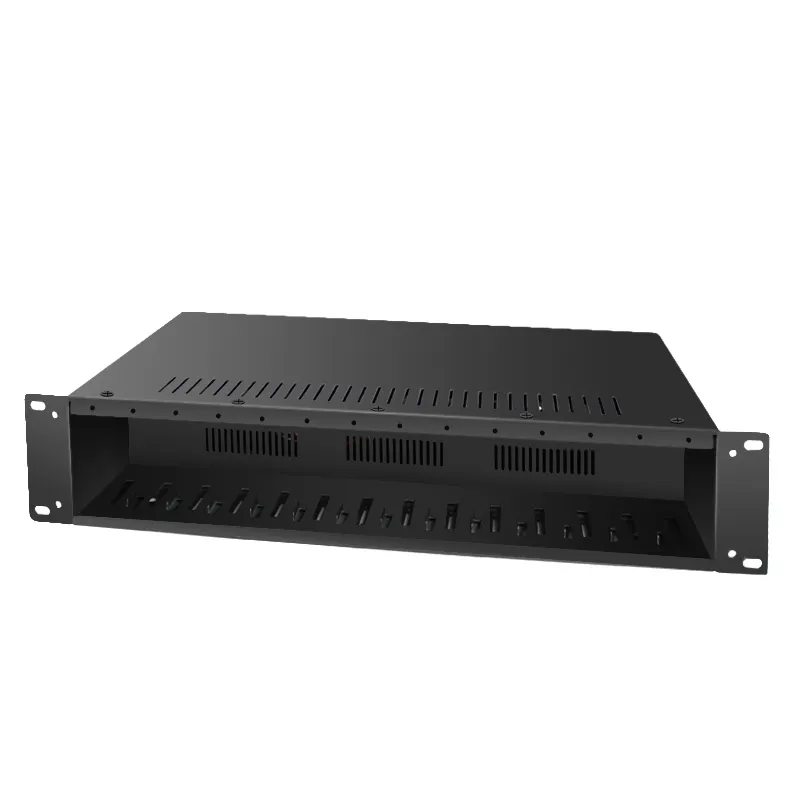 14 slot Netlink ricetrasmettitore in fibra ottica Rack Htb-1hair Side Clipsower Supply Media Converter Rack nero 3 Yeas DC 5V 12A 22 KG