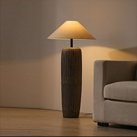 Großhandel Maßgefertigte Retro Keramik-Stehlampe mit Stoffschirm LED-Standleuchte Leinen-Kegelschirm für Wohnzimmer Schlafzimmer Dachboden Arbeitszimmer Café