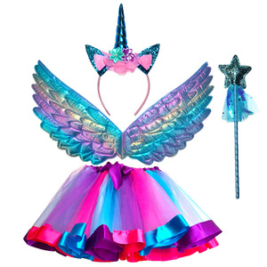 Disfraces de <span class=keywords><strong>Unicornio</strong></span> de Fantasía para Niñas, Disfraz de <span class=keywords><strong>Película</strong></span>, Vestido de Vacaciones, Vestido de Arcoíris de Año Nuevo, Alas, Tocado, Navidad, Halloween, Carnaval - Product Image 3