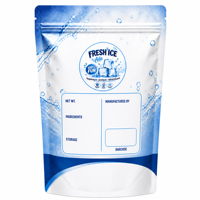 Sachet Doypack Personnalisé Imprimé pour Glaçons, Qualité Alimentaire, Fermeture Éclair, Fenêtre Transparente, Vente en Gros Directe Usine OEM, 1 à 5 Kg
