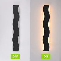 Applique murale LED extérieure étanche IP65, forme linéaire ondulée moderne, noire, pour jardin, cour, villa, décoration