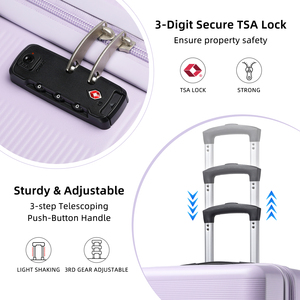 Nhà Máy Tùy Chỉnh ABS PP Xu Hướng Mới Chất Liệu Sang Trọng 4 cái/bộ 18 20 24 28 Vỏ Cứng Không Thấm Nước Xe Đẩy Trường Hợp Mang Theo Hành Lý Thiết Lập Màu Tím - Product Image 3