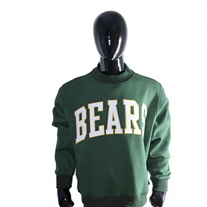 Felpa Verde con Collo Tondo da <span class=keywords><strong>Uomo</strong></span>, Vestibilità Regolare, in Cotone French Terry, con Stampa di Lettere e Logo Frontale con Orsetti, Abbigliamento Casual Autunnale - Product Image 4