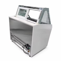Congélateur vitrine autoportant en verre pour crème glacée avec refroidissement par ventilateur, -18~-22°C ° Vitrine avec éclairage LED et congélateur pour glacier