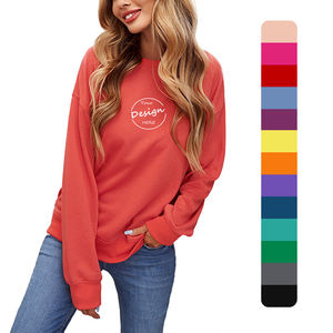 Sweatshirts d'hiver en vrac personnalisés à manches longues en éponge pull à col rond t-shirts impression avant étiquettes de balançoire personnalisées multicolores - Product Image 1