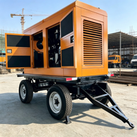 Générateur diesel silencieux monté sur remorque, triphasé 380V 400V, refroidi par eau, groupe électrogène industriel avec multiprises de protection