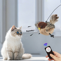Jouet pour chat en peluche écologique, interactif, sonore, avec herbe à chat, à ailes mobiles, simulation d'oiseau, activé par le toucher, pour la poursuite