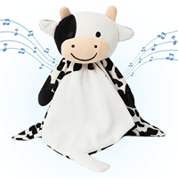 Couverture de sécurité pour bébé en peluche vache avec module sonore de berceuses et bruit blanc, activée par pression, enregistrable, puce vocale OTP