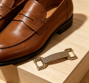 Fibbia per <span class=keywords><strong>Scarpe</strong></span> di Lusso con Motivo a Rete Dorata, Resistente all'Usura, in Lega di Zinco, Accessorio Decorativo per Calzature Maschili - Product Image 3