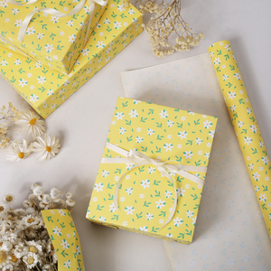 Factory Bulk Yellow Ditsy Daisy Wrapping Paper Cheap Biodegradable <b>Gift</b> <b>Wrap</b> For Stationery Store Florist Wholesale Supplier - Product Image 6