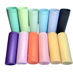 Gobelet maigre de 16oz à double paroi en plastique acrylique mat en vrac avec paille et couvercle Bouteilles d'eau écologiques - Product Image 2