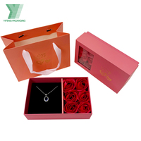 Boîte cadeau de fleurs de roses éternelles pour la Saint-Valentin, mariage, anniversaire, pour bague, boucles d'oreilles, pendentif, collier, bijoux, finition mate
