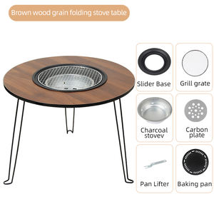 Barbecue portable pliable en fer et bois de qualité supérieure, <span class=keywords><strong>table</strong></span> à thé, chauffage au feu domestique, <span class=keywords><strong>brasero</strong></span>, barbecue de camping pour 3 à 5 personnes - Product Image 4