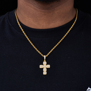 <strong>Handcraft</strong> Fine <strong>Jewelry</strong> Gold Plated 925 Sterling Silver VVS Moissanite Iced Out Christian Hip Hop Octagon 2 Layer Cross Pendant - Product Image 5