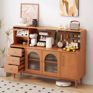 Solid Wood <b>Sideboard</b> Cherry Wood 1.5M Nordic Style Tea Cabinet Coffee <b>Storage</b> Cabinet Living Room Furniture - Product Image 3