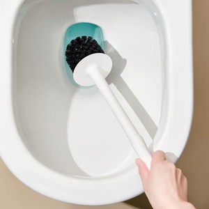 Brosse de nettoyage à ventouse sans angle mort, brosse de toilette en plastique à long manche sans perçage pour la maison et la salle de bain - Product Image 5