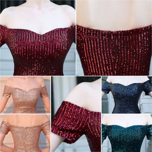 18139 # Роскошные вечерние платья с блестками цвета блок с коротким рукавом одно плечо длинное платье Русалка свадебное платье Элегантные платья для выпускного вечера - Product Image 6