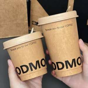 Disposable Double Wall Single Wall Custom logo Juice Drink Boba Bubble Milk Tea Hot Coffee <strong>Paper</strong> <strong>Cups</strong> with Lid - Product Image 2