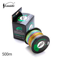 Fil de pêche tressé en PE coloré à 8 brins, 500M, multicolore, haute résistance à la traction, résistant à l'usure, flottant, pour eau salée