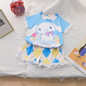 Set <span class=keywords><strong>pigiama</strong></span> <span class=keywords><strong>estivo</strong></span> da ragazza Shorts a maniche corte nuovo stile cotone due pezzi pigiami per bambini Set di <span class=keywords><strong>pigiama</strong></span> per bambini con stampa di cartoni animati - Product Image 3