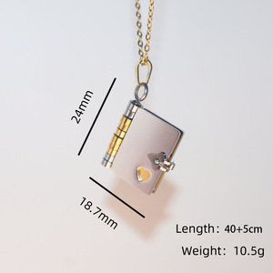 Multi Style Engraved 18K PVD Stainless Steel <b>Book</b> Locket <b>Necklace</b> | Customizable Romantic Pendant | Waterproof & Hypoallergenic - Product Image 5