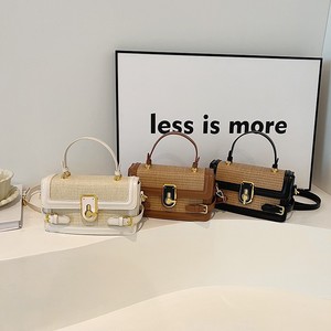 Spring New Simple Straw Shoulder Bag for Women Fashionable Handheld <b>Small</b> Crossbody <b>Handbag</b> Zipper Closure Portable Tanjing - Product Image 2