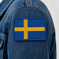 Patchs thermocollants en tissu chenille brodés en 3D en forme de fleur, drapeau suédois personnalisé, pour l'arrière des maillots