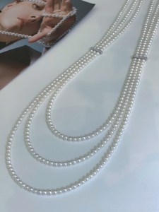 Collar de Perlas de Lujo de Tres Capas para Mujer, Plata de Ley S925, Perlas Naturales de Agua Dulce de 3-4 mm, Regalo de Boda HENG YUET - Product Image 2